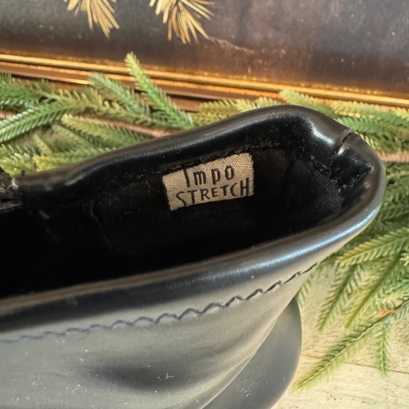 Impo Stretch Black Square-Toe Ankle Boots with Kitten Heel - Picture 4 of 11